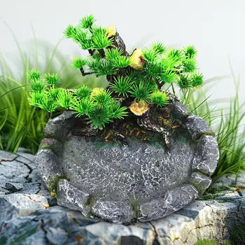 Reptile Food Water Dish Fishes Tank Landscaping Ornament Multifunction Easy to Clean Sturdy Fishtank