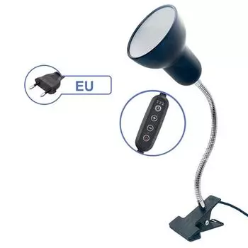 Лампа для обогрева рептилий, вращающийся кронштейн для светильника для рептилий с зажимом, лампа для обогрева UVA/UVB, 25 Вт/50 Вт/75 Вт 75W серебряный