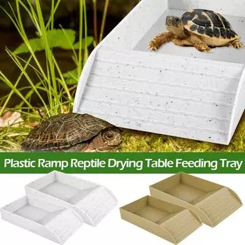 Reptile Platform Hermit Crab Habitat Crawling Pet Food Bowls Anti-Slip Turtle Hideout Caves Shelter Aquarium Tank Accessories 30.5x14.8x5.8cm белый