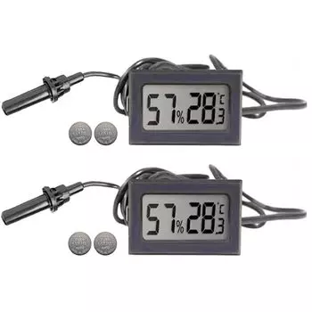Reptile Temperature and Set of Temperature and Humidity Room Temperature Reptile Baby Flower with Probe Line Hygrometer, 2, Control, Thermometer,
