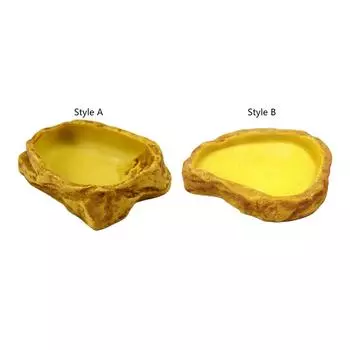 Reptile Water Bowl Tank Decor Resin Terrarium Water Dish Reptile Food Dish for Frog Turtle Chameleon Tortoise Bearded Dragon