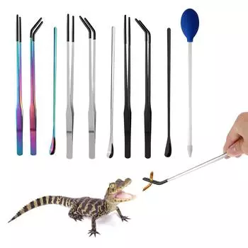 Reptiles Feeding Tongs Clamp Long NonSlip Coated Stainless Steel for Safe Pet Food Handling Pet Feeding Spoon 4