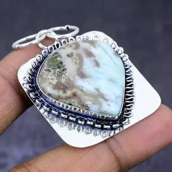 Republic Larimar Gemstone 925 Steling Silver Jewelry Pendant 1.97 b7H74