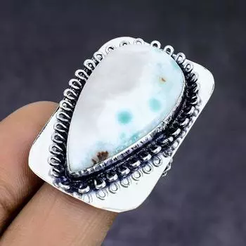 Republic Larimar Gemstone 925 Sterling Silver gift Jewelry Ring Size 7 r1y72