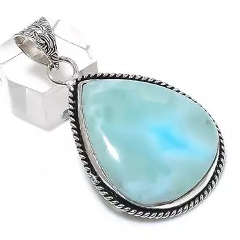 Republic Larimar Gemstone 925 Sterling Silver Jewelry Pendant 2.05 Z2D04