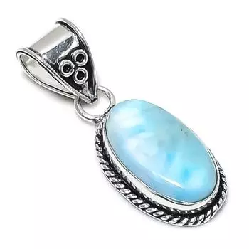 Republic Larimar Gemstone Handmade 925 Sterling Silver Pendant 1.69 h3Q98