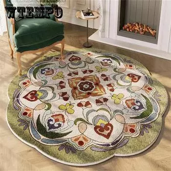 Rertro круглый ковер, ковры для дома, гостиной, спальни, детской комнаты, одеяло, цветочный коврик, украшение для салона, ворсовый коврик в богемном стиле 60*60CM