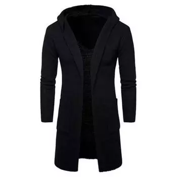 ResetVaWo YNleWardrobe мужской свитер длинный кардиган свитер с капюшоном верхняя одежда пальто вязаные свитера 2 цвета S чёрный