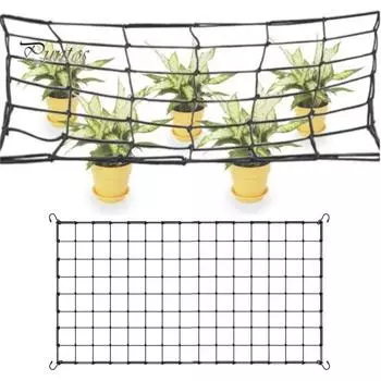 Решетчатая сетка для палатки для выращивания с 4 крючками, эластичная нейлоновая сетка, сверхмощная поддержка, сетка для роста, садовая сетка, поддержка растений для восхождения огурцов S