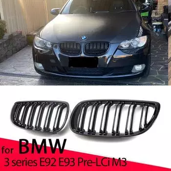Решетка автомобиля нового вида, передняя глянцевая 2-линейная двойная планка для BMW 3 серии E92 E93 M3 All Black