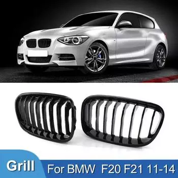 Решетка для BMW 1 серии F20 F21 116i 118i, передняя решетка автомобиля, решетки для почек, глянцевый черный гоночный гриль 2011-2014, аксессуары