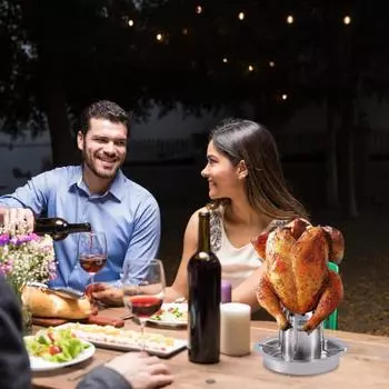 Решетка для гриля индейки из нержавеющей стали, переносная многофункциональная стойка для курицы, легко моющаяся жаровня