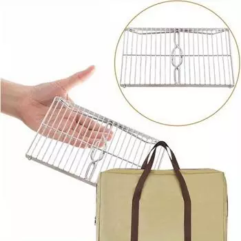 Решетка для гриля из нержавеющей стали 304 - складная решетка для костра - решетка для костра над очагом - с сумкой для переноски - решетка для костра для походов