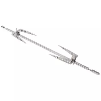 Решетка для курицы из нержавеющей стали Аксессуары для гриля Переворачиватель для еды Вертел для барбекю Вращающиеся вилки для жарки 28.2X6CM серебряный