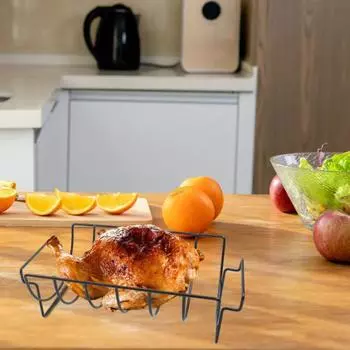 Решетка для жарки индейки Решетка для копченых ребрышек барбекю для гриля Безопасная в духовке Легко моется U-образная решетка для куриных ребрышек Свиная стойкость к высоким температурам A