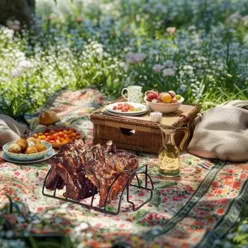 Решетка для жарки индейки, решетка для копченых ребрышек, безопасная для духовки, легко моется, U-образная решетка для куриных ребрышек, свинины, устойчивая к высоким температурам, подарок A