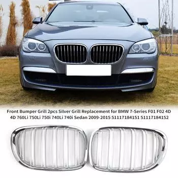 Решетка переднего бампера автомобильные решетки 2 шт серебристая замена решетки для BMW 7 серии F01 F02 4D 4D серебряный