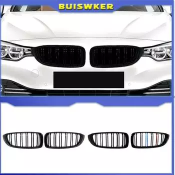 Решетка переднего бампера автомобиля, гоночный гриль для BMW 4 серии F32 F33 F36 M3 F80 M4 F82 12-18, двухпланочные глянцевые черные аксессуары