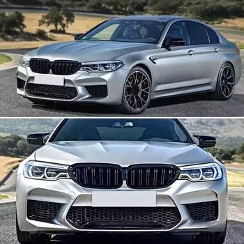Решетка переднего бампера для BMW 5 серии M5 G30 G31 520i 530i 540i ABS 2-х планчатая глянцевая черная передняя решетка