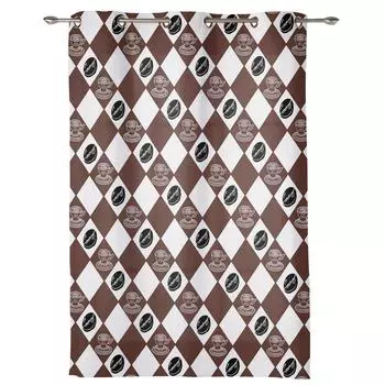 Решетка с кофейными зернами, линии, занавески для окон, современные шторы в европейском стиле для спальни, гостиной, занавески для фона 135W x 60H(cm) x1