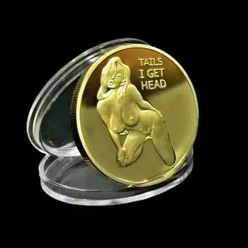 Решка, я получаю голову! Счастливая девочка, забавные монеты, позолоченные монеты, коллекция искусств, подарки, сувенирные монеты золотой