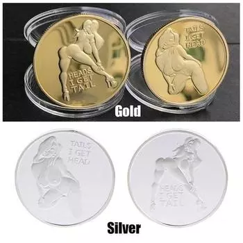 Решка, я получаю голову! Забавные гаджеты Счастливая девочка Забавные монеты Игрушка Позолоченные монеты Сувенирные монеты Подарки Gold