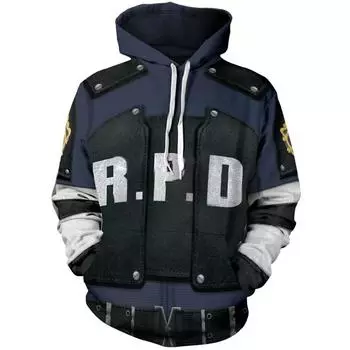 Resident Hoodies Evil Leon Scott Kennedy 3d Printed Pullover Cosplay Jacket Coat 2XL