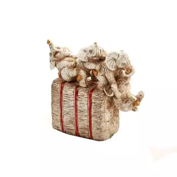 Resin 7 Elephant Statue | Four Baby Elephants Playing Together | Resin Decorative Showpiece for Home Dcor (17X4X16 cm)