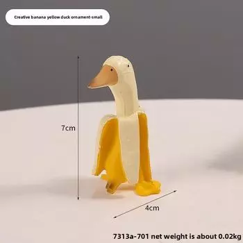 Resin Banana Duck Animal Sculpture Fun Desktop Decorations Gift For Friends Height 7cm