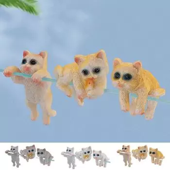 Resin Cat Climb Into Aquarium Accessories Hanging Landscaping Ornament Aquarium Decoration Home White-3 Pcs