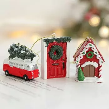 Resin Christmas Elk Snowmen Pendant Xmas Tree Hanging Ornaments Merry Christmas Decoration Style 5