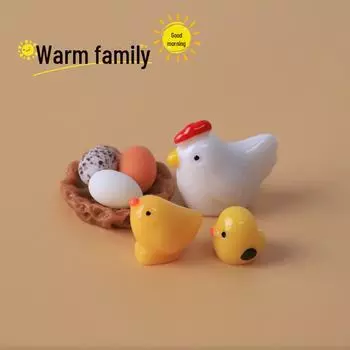 Resin Craft Chick Family with Egg and Nest - 3D DIY Micro Landscape Ornaments