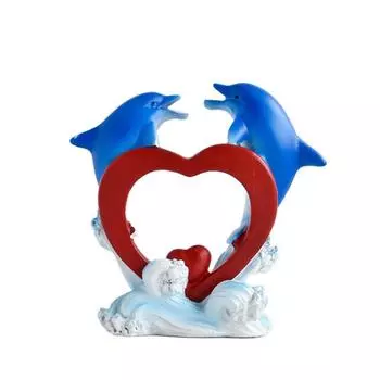 Resin Craft Dolphin Statue Cartoon Sea Animal Sculpture Lively Dolphin Figurine Bedroom Style 2