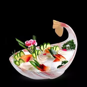 Татуировка в виде дельфина из смолы Тарелка для морепродуктов Тарелка для льда Японская посуда Тарелка для сашими с фруктами Лосось Омар Рыба Креативный поднос