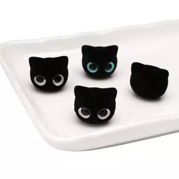 Resin Flocking Beads Cute Cat Head Beads for DIY Bracelet Earring Jewelry Making Accessories