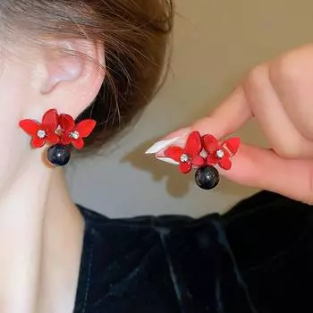 Resin Floral Butterfly Earrings Niche Butterfly Jewelry Set Fancy Butterfly Beaded Necklace Girl Style 2