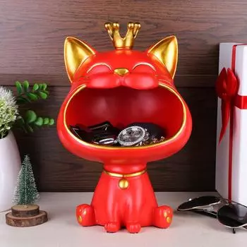 Resin Fortune Cat Table Sculpture - Charming Office/Home Decor оранжевый