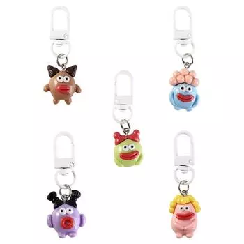 Resin Funny Clown Keychain Cartoon Big Mouth Keyring Mini Sausage Mouth Pendant Backpack Decor D