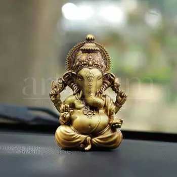 Resin Ganesha Idol Vinayaka Statue Vinayagar Murti Pillayar Ganesha Murti Ganpati Idol for Car Dashboard Home Office Decor