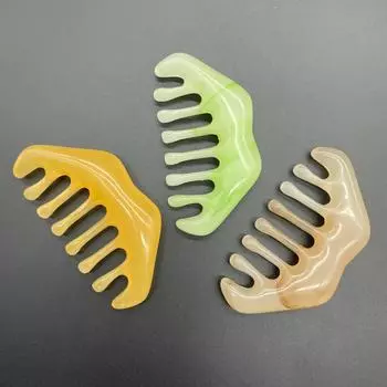 Resin Gua Sha Massage Comb Head Body Scraping Reflexology Scraping Hair Comb Scalp Care SPA Meridian Massage Comb зелёный