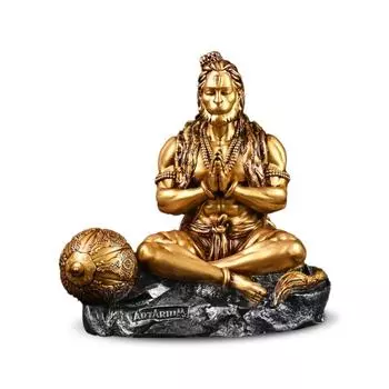 Resin Hanuman Murti Mahabali Hanuman Idol Bajrangbali Sankat Mochan Balaji Idol Bahubali Hanuman Bajrangbali Statue with Gada for Car Dashboard