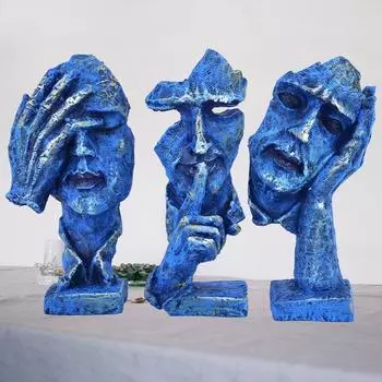 Resin Human Face With Hand On His Mouth Showpiece With Base For Home Decor | Decorative Items For Room | Home Decoration Items