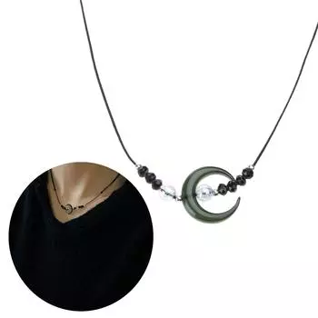 Resin Moon Pendant Necklace Crescent Charm Clavicle Chain Adjustable Neckchain New Chinese Style Choker Accessory