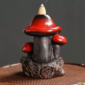 Resin Mushroom Waterfall Backflow Incense Burner Flowers Pond Incense Holder for Home Relaxation Halloween &Easter Decorations