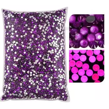 Resin Neon Flat Bottom Diamond, Silver Plated Bottom Fluorescent Nail Art Diamond Diy Mobile Phone Violent Bear Decoration Sticker Diamond Accessories SS16-4mm 25,000 Pcs Half Pack