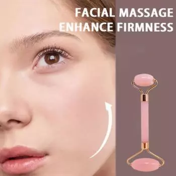 Resin Powder Crystal Massage Roller Set Imitation Jade Beauty Stick Facial Massager Double Headed Roller Scraping Set розовый