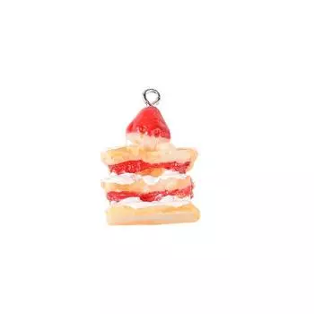 Resin Simulation Multi-layer Strawberry Cream Cake Keychain Hanging Earring Pendant DIY Accessories Wholesale 1pcs