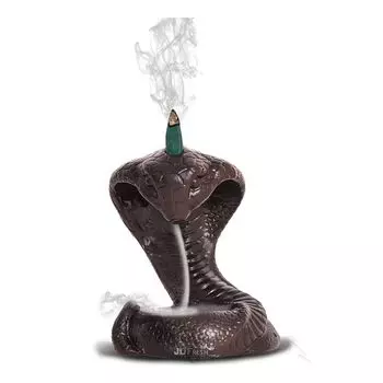 Resin Snake Design Incense Holder/Sheshnag With 30 Black Flow Cones/Smoke Fountain Incense Cone Holder/Incense Cones Burner(Brown)