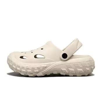 Resin Sole Hole Shoes Baby Boy and Girl Summer Outwear Cut Out Breathable Closed Toe Slippers Dual-Use Thick Sole Non-Slip Beach Sandals Beige 44