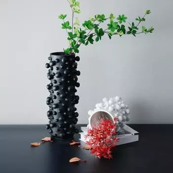 Ваза из смолы черно-белая абстрактная точка круглая неровная вогнутая и выпуклая смола украшение для хранения